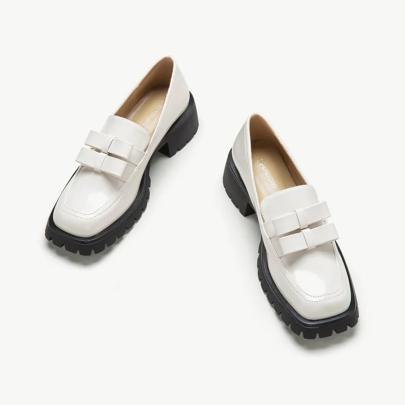 Women's Bow - Embellished Loafers in Red for a Feminine TouchDouble Bow Platform Loafers (Monica) Women's Bow - Embellished Loafers in Red for a Feminine TouchDouble Bow Platform Loafers (Monica)