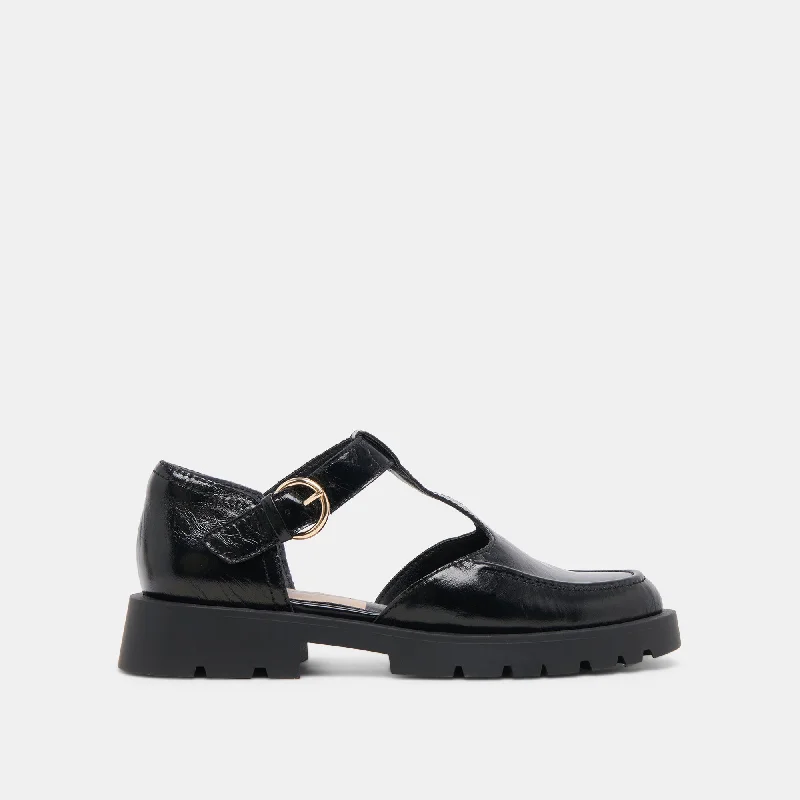Slip - Resistant Women's Rubber - Sole Loafers in Navy for Wet ConditionsEMILIO FLATS MIDNIGHT CRINKLE PATENT LEATHER Slip - Resistant Women's Rubber - Sole Loafers in Navy for Wet ConditionsEMILIO FLATS MIDNIGHT CRINKLE PATENT LEATHER