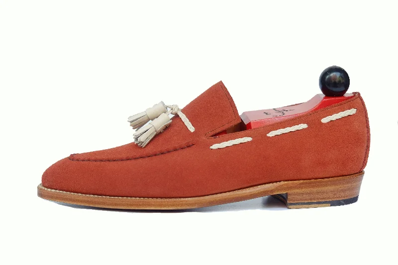 Women's Fur - Lined Loafers in Tan for a Cozy Winter OptionEskapa - MTO - Rust Suede / Natural Crust Tassel - LPB Last - Single Leather Sole Women's Fur - Lined Loafers in Tan for a Cozy Winter OptionEskapa - MTO - Rust Suede / Natural Crust Tassel - LPB Last - Single Leather Sole