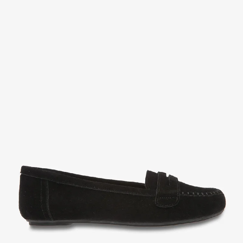 Child - Friendly Women's Loafers in Purple for Moms on the GoFifi Black Suede Loafer Child - Friendly Women's Loafers in Purple for Moms on the GoFifi Black Suede Loafer