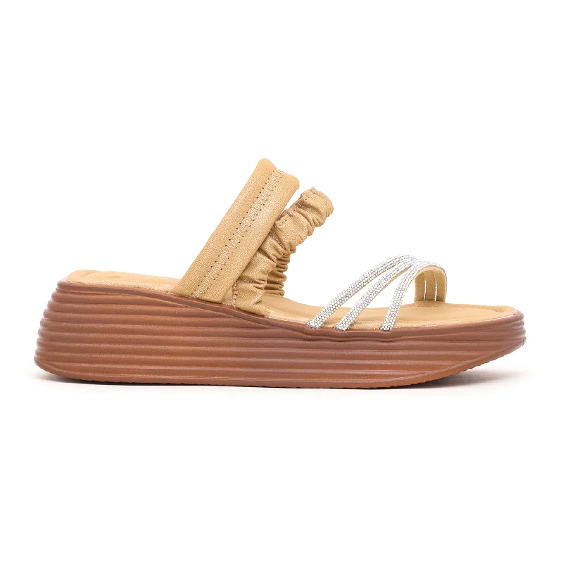 Women's Flat Slide Sandals with a Memory Foam Insole in White for All - Day ComfortGolden Formal Sandal FR5117 Women's Flat Slide Sandals with a Memory Foam Insole in White for All - Day ComfortGolden Formal Sandal FR5117