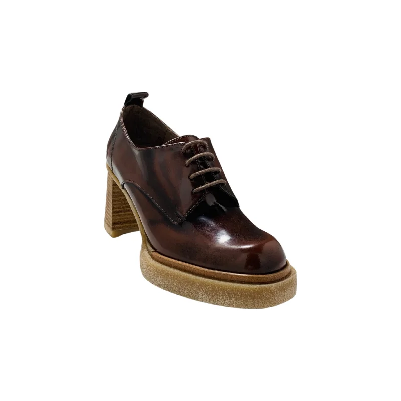 Women's Premium Leather Tassel Loafers in Dark Brown for a Classic Office LookH5202 Brown Lace Up Heel Women's Premium Leather Tassel Loafers in Dark Brown for a Classic Office LookH5202 Brown Lace Up Heel