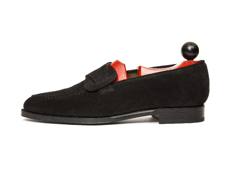 Adjustable Strap Women's Loafers in Tan for a Custom FitHawthorne - MTO - Black Suede - TMG Last - Single Leather Sole Adjustable Strap Women's Loafers in Tan for a Custom FitHawthorne - MTO - Black Suede - TMG Last - Single Leather Sole