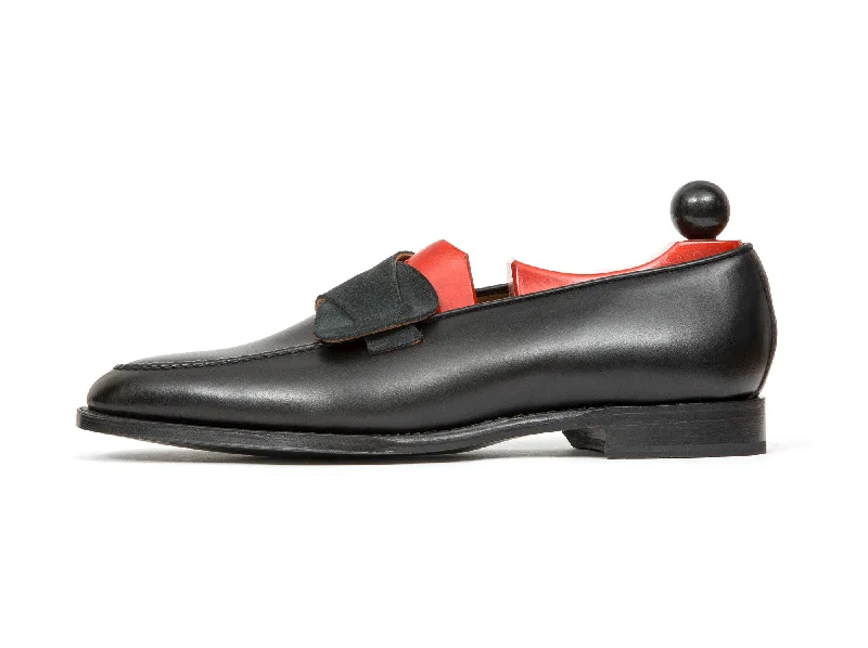Sustainable Women's Recycled Material Loafers in Gray for Eco - Conscious ShoppersHawthorne - MTO - Black Calf / Charcoal Suede - TMG Last - Single Leather Sole Sustainable Women's Recycled Material Loafers in Gray for Eco - Conscious ShoppersHawthorne - MTO - Black Calf / Charcoal Suede - TMG Last - Single Leather Sole