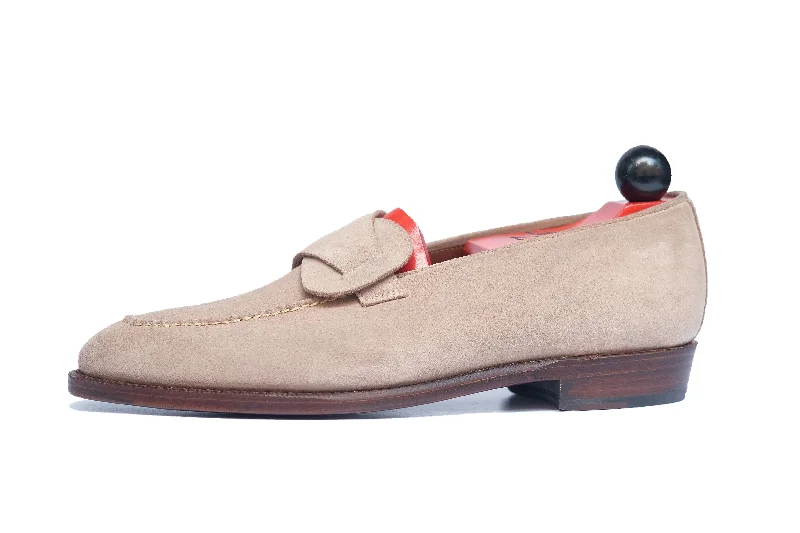 Women's Cashmere - Lined Loafers in Burgundy for Warmth in WinterHawthorne - MTO - Oatmeal Suede / Natural Stitching - LPB Last - Single Leather Sole Women's Cashmere - Lined Loafers in Burgundy for Warmth in WinterHawthorne - MTO - Oatmeal Suede / Natural Stitching - LPB Last - Single Leather Sole