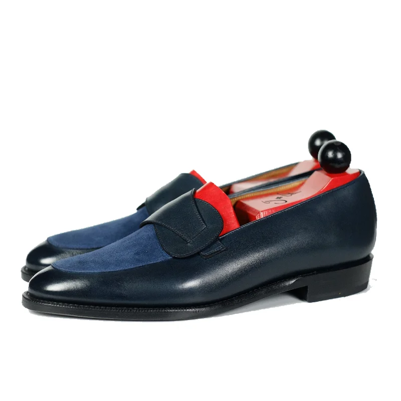 Women's Bow - Embellished Loafers in Red for a Feminine TouchMeridian - Midnight Calf / Navy Suede Women's Bow - Embellished Loafers in Red for a Feminine TouchMeridian - Midnight Calf / Navy Suede