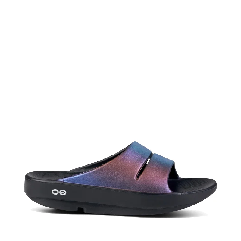 Women's Leather - Strapped Sandals with a Braided Detail in Brown for a Rustic AppealOOfos OOahh Luxe Slide Sandal in Midnight Spectre Women's Leather - Strapped Sandals with a Braided Detail in Brown for a Rustic AppealOOfos OOahh Luxe Slide Sandal in Midnight Spectre