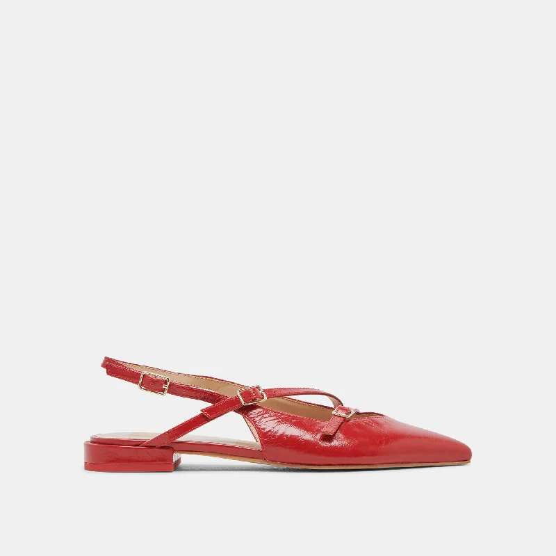 Slip - Resistant Women's Rubber - Sole Loafers in Navy for Wet ConditionsPAMLA FLATS RED CRINKLE PATENT Slip - Resistant Women's Rubber - Sole Loafers in Navy for Wet ConditionsPAMLA FLATS RED CRINKLE PATENT