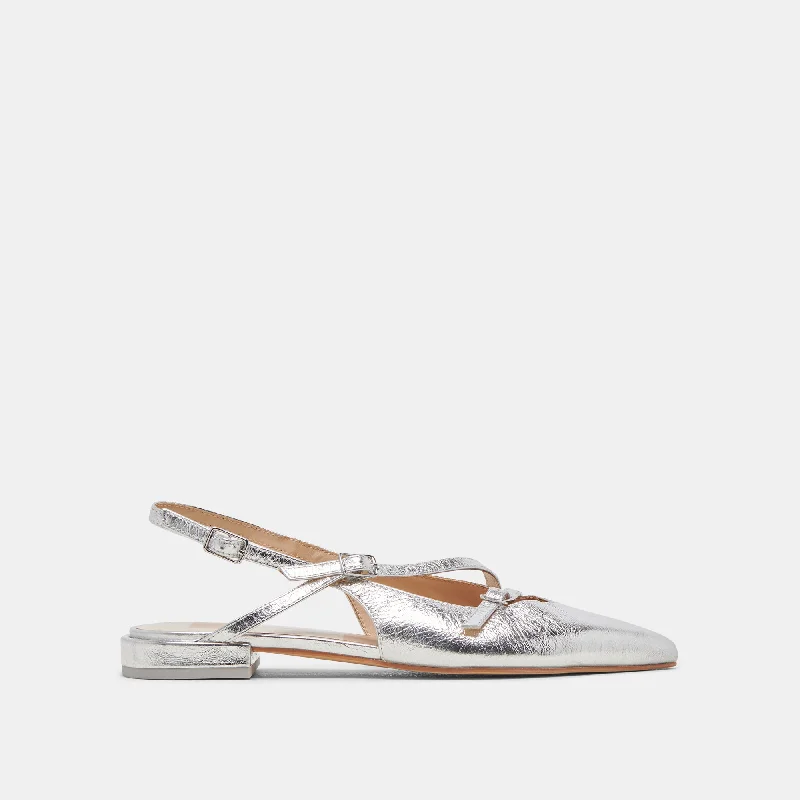 Plus Size Women's Wide - Fit Penny Loafers in Black for All - Day ComfortPAMLA FLATS SILVER CRINKLE PATENT Plus Size Women's Wide - Fit Penny Loafers in Black for All - Day ComfortPAMLA FLATS SILVER CRINKLE PATENT