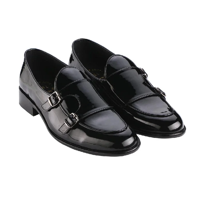 Shock - Absorbing Women's Loafers in Gray for Active LifestylesBello Double Monk Patent Black Loafers Shock - Absorbing Women's Loafers in Gray for Active LifestylesBello Double Monk Patent Black Loafers