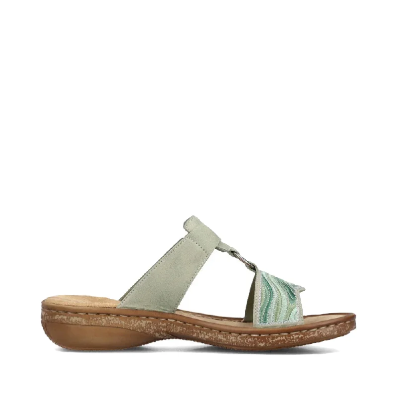 Sustainable Women's Recycled Material Sandals in Beige for Eco - Conscious ShoppersRieker Women's Regina 29 Slide Sandal in Pistazie Mint Sustainable Women's Recycled Material Sandals in Beige for Eco - Conscious ShoppersRieker Women's Regina 29 Slide Sandal in Pistazie Mint