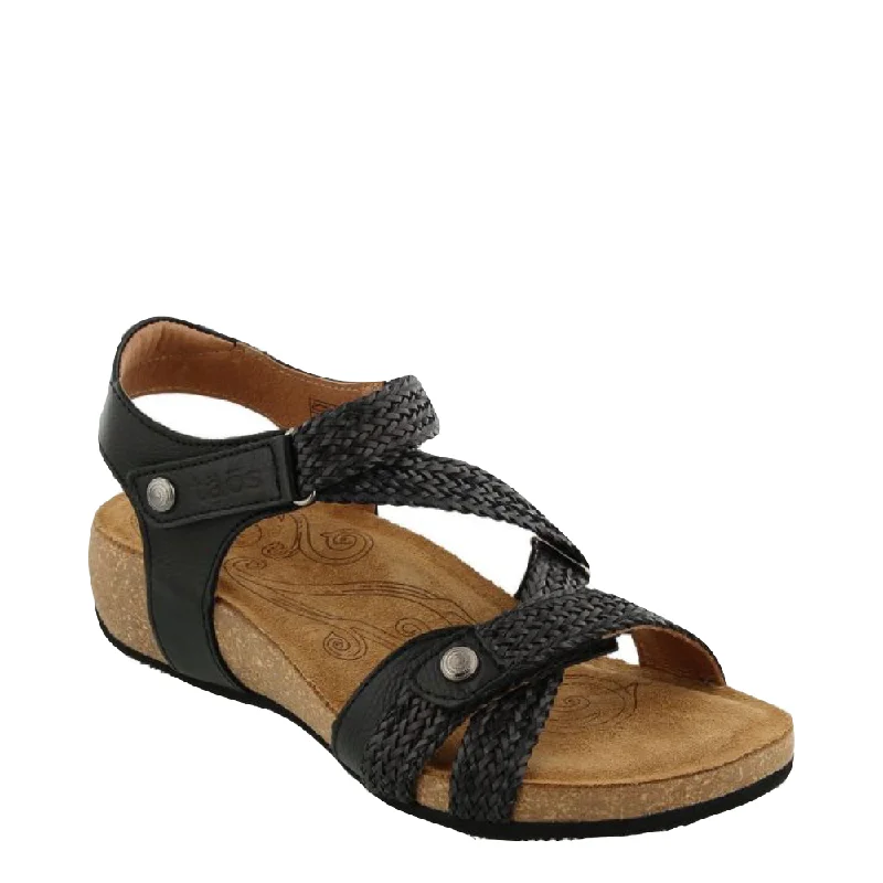 Women's Cork - Soled Espadrille Sandals with a Rope - Trimmed Upper in Navy for a Summer VibeTaos Women's Trulie Strap Sandal in Black Women's Cork - Soled Espadrille Sandals with a Rope - Trimmed Upper in Navy for a Summer VibeTaos Women's Trulie Strap Sandal in Black