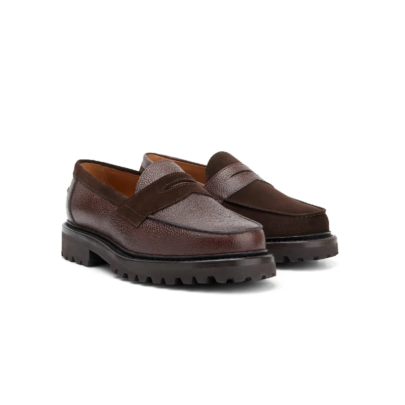 Women's Fur - Lined Loafers in Tan for a Cozy Winter OptionThe Ellis Penny Loafer, Chocolate Flip, Vibram 1757 Lug Sole Women's Fur - Lined Loafers in Tan for a Cozy Winter OptionThe Ellis Penny Loafer, Chocolate Flip, Vibram 1757 Lug Sole