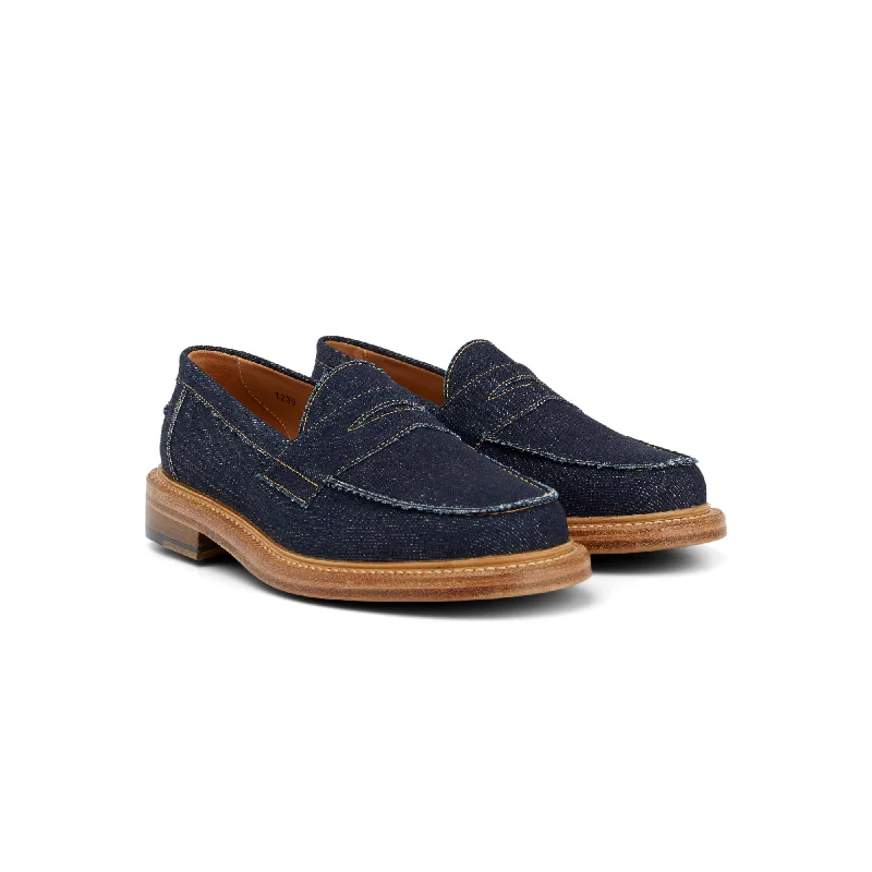 Sustainable Women's Recycled Material Loafers in Gray for Eco - Conscious ShoppersThe Ellis Penny Loafer, Raw Denim Sustainable Women's Recycled Material Loafers in Gray for Eco - Conscious ShoppersThe Ellis Penny Loafer, Raw Denim
