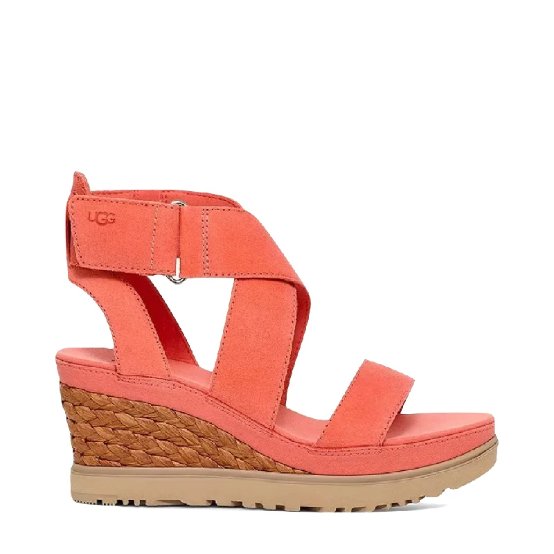 Women's Sandals with a Wedge Heel and a Tassel Detail in Orange for a Trendy LookUgg Women's Ileana Ankle Wedge Sandal in Vibrant Coral Women's Sandals with a Wedge Heel and a Tassel Detail in Orange for a Trendy LookUgg Women's Ileana Ankle Wedge Sandal in Vibrant Coral