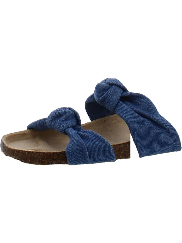 Women's Sandals with a Glitter - Coated Strap in Gold for a Sparkly Summer Outfit Elastic - Strap Women's Sandals with a Padded Toe in Teal for Easy On - and - OffASTRID Womens Denim Knotted Flatform Sandals