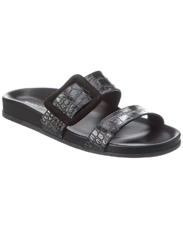 Women's Cork - Soled Espadrille Sandals with a Rope - Trimmed Upper in Navy for a Summer Vibe Women's Rhinestone - Embellished Open - Toe Sandals in Silver for a Glamorous Party LookManolo Blahnik Mayfu Croc-Embossed Leather Sandal Women's Cork - Soled Espadrille Sandals with a Rope - Trimmed Upper in Navy for a Summer Vibe Women's Rhinestone - Embellished Open - Toe Sandals in Silver for a Glamorous Party LookManolo Blahnik Mayfu Croc-Embossed Leather Sandal