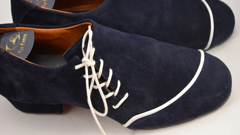 High - Quality Leather Salsa Dance Shoes in Sky Blue for Professional DancersElvis