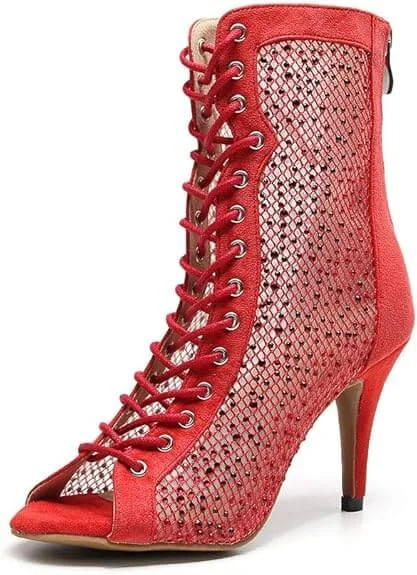 Women's Ankle - Strap Tap Dance Shoes in Purple with Noise - Reducing FeaturesRed Dance Boots Rhinestone High Heels Dance Shoes Women's Ankle - Strap Tap Dance Shoes in Purple with Noise - Reducing FeaturesRed Dance Boots Rhinestone High Heels Dance Shoes