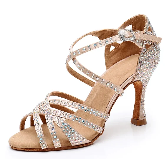 Women's Lace - Up Latin Dance Shoes in Coral with Shock - Absorbing InsolesRhinestone Dance Shoes Nude for Salsa Latin Bachata Dance Performance Women's Lace - Up Latin Dance Shoes in Coral with Shock - Absorbing InsolesRhinestone Dance Shoes Nude for Salsa Latin Bachata Dance Performance