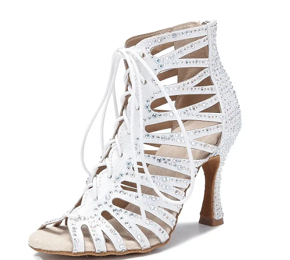 Women's Lace - Up Latin Dance Shoes in Coral with Shock - Absorbing InsolesWedding Dancing Shoes White Rhinestone Women's Lace - Up Latin Dance Shoes in Coral with Shock - Absorbing InsolesWedding Dancing Shoes White Rhinestone