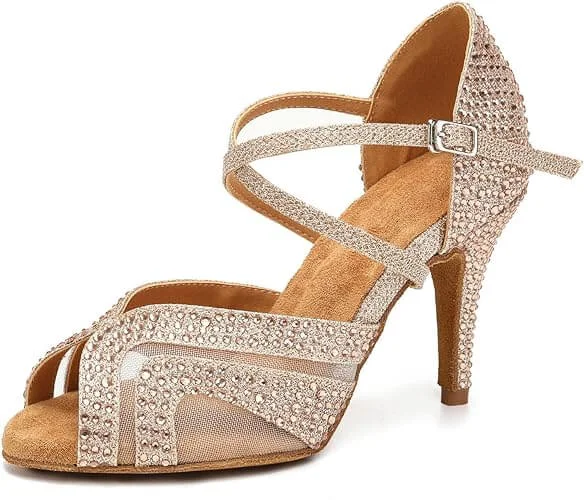 Split - Sole Modern Dance Shoes in Beige for Enhanced FlexibilityWomens Latin Dance Shoes Gold Rhinestone Salsa Shoes Split - Sole Modern Dance Shoes in Beige for Enhanced FlexibilityWomens Latin Dance Shoes Gold Rhinestone Salsa Shoes
