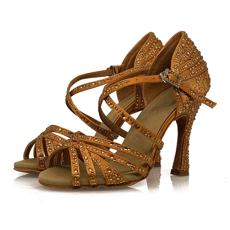 Wide - Width Latin Dance Shoes in Red with High Heels for a Sexy LookWomen's Satin 9cm Heel Latin Dance Shoes Ballroom Dance Shoes Wide - Width Latin Dance Shoes in Red with High Heels for a Sexy LookWomen's Satin 9cm Heel Latin Dance Shoes Ballroom Dance Shoes