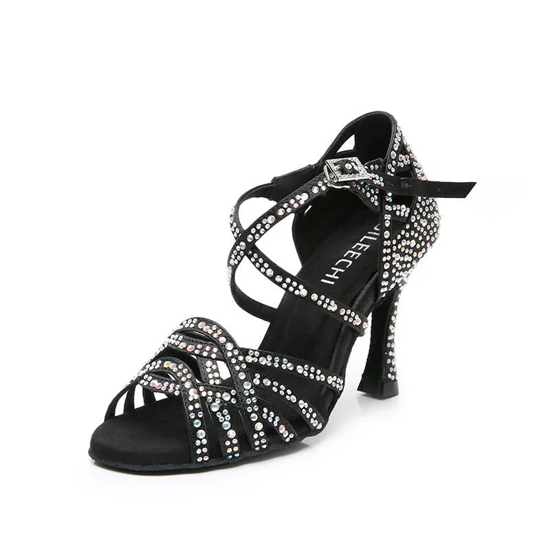 Women's Lace - Up Latin Dance Shoes in Coral with Shock - Absorbing InsolesWomen's Satin Customized Heel Ballroom Dance Shoes Latin Dance Shoes Women's Lace - Up Latin Dance Shoes in Coral with Shock - Absorbing InsolesWomen's Satin Customized Heel Ballroom Dance Shoes Latin Dance Shoes