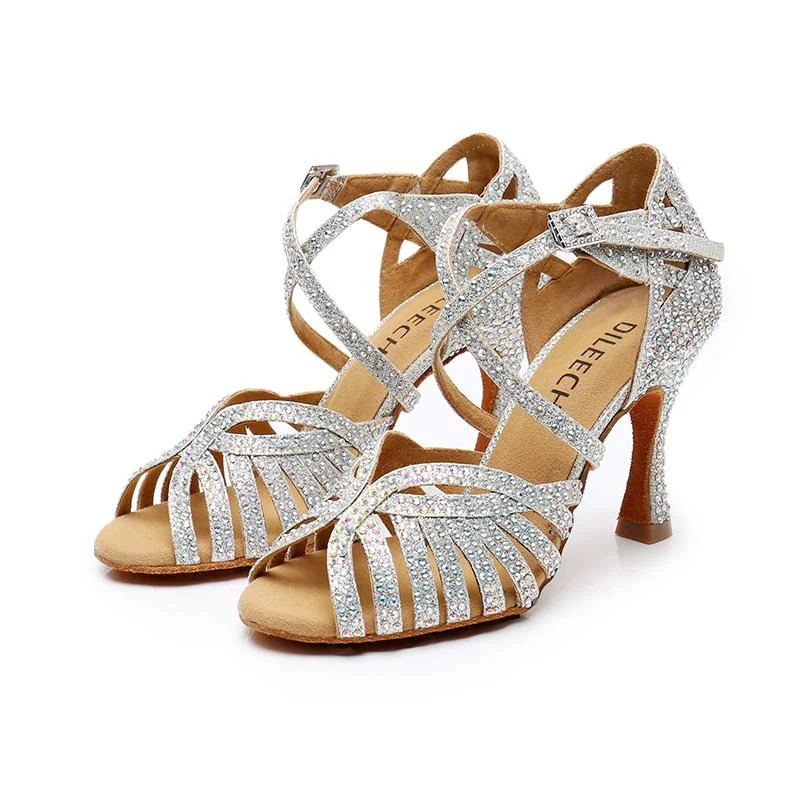 Women's Breathable Mesh Tap Dance Shoes in White for All - Day WearDS Women's Sparkling Glitter Customized Heel Ballroom Dance Shoes/Latin Dance Shoes Women's Breathable Mesh Tap Dance Shoes in White for All - Day WearDS Women's Sparkling Glitter Customized Heel Ballroom Dance Shoes/Latin Dance Shoes