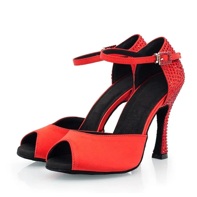 Women's Lace - Up Latin Dance Shoes in Coral with Shock - Absorbing InsolesDS Women's Silk Satin Customized Heel Rhinestone Latin Shoes Salsa Shoes Ballroom Dance Tango Shoes Women's Lace - Up Latin Dance Shoes in Coral with Shock - Absorbing InsolesDS Women's Silk Satin Customized Heel Rhinestone Latin Shoes Salsa Shoes Ballroom Dance Tango Shoes