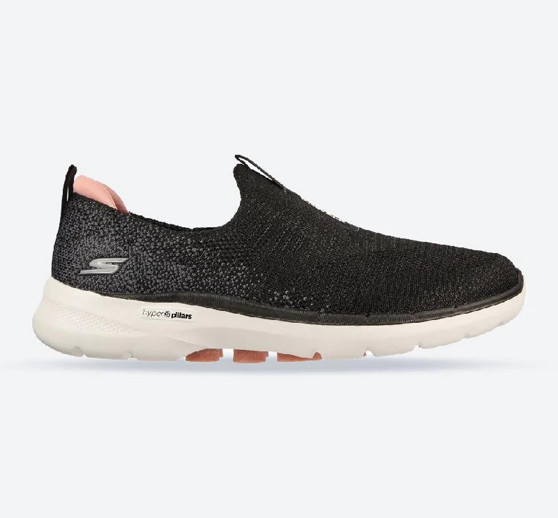 Wide - Width Women's Sneakers for Comfortable Fit for Those with Wider FeetWomen's Wide Fit Skechers 124502 Go Walk 6 Glimmering Sneakers - Black/Pink Wide - Width Women's Sneakers for Comfortable Fit for Those with Wider FeetWomen's Wide Fit Skechers 124502 Go Walk 6 Glimmering Sneakers - Black/Pink