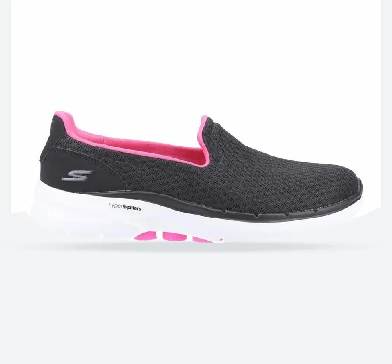 Foldable Women's Travel Sneakers for Compact Storage in LuggageWomen's Wide Fit Skechers 124508 Go Walk 6 Big Splash Sneakers - Black/Hot Pink Foldable Women's Travel Sneakers for Compact Storage in LuggageWomen's Wide Fit Skechers 124508 Go Walk 6 Big Splash Sneakers - Black/Hot Pink