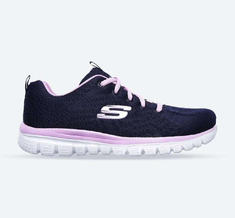 Lace - Up Women's Athletic Sneakers with Shock - Absorbing Midsoles for Intense WorkoutsWomen's Wide Fit Skechers 12615 Graceful Get Connected Sports Sneakers - Navy/Pink Lace - Up Women's Athletic Sneakers with Shock - Absorbing Midsoles for Intense WorkoutsWomen's Wide Fit Skechers 12615 Graceful Get Connected Sports Sneakers - Navy/Pink