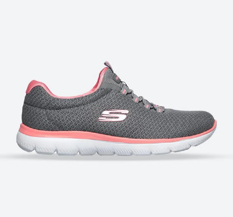 Women's Sneakers with Adjustable Straps for a Customized Fit During High - Impact ExercisesWomen's Wide Fit Skechers 12980 Summits Slip On Sports Sneakers - Grey/Pink Women's Sneakers with Adjustable Straps for a Customized Fit During High - Impact ExercisesWomen's Wide Fit Skechers 12980 Summits Slip On Sports Sneakers - Grey/Pink