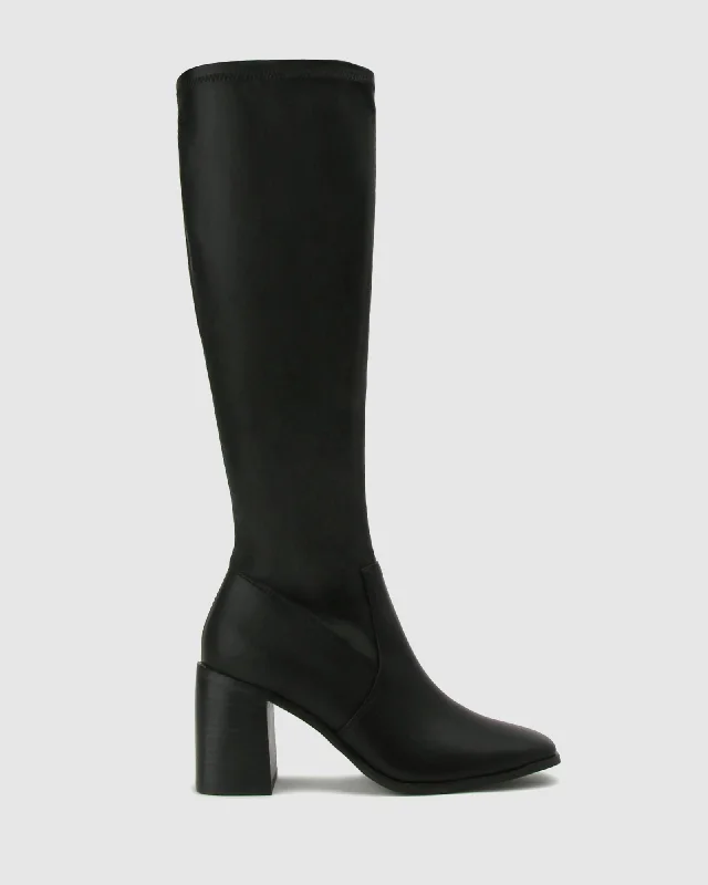 women's heeled boots for dancingLANET Block Heel Knee High Boots