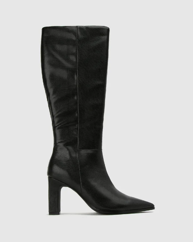 women's heeled boots with cutoutsWider Fit DIXIE Tall Pointed Boots