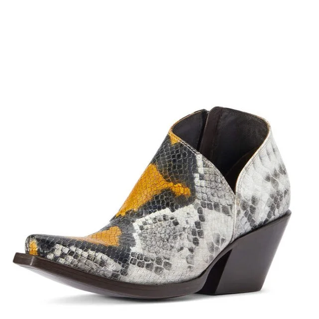 women's booties with elastic sidesAriat Women's Jolene Western Bootie- Yellow Snake women's booties with elastic sidesAriat Women's Jolene Western Bootie- Yellow Snake
