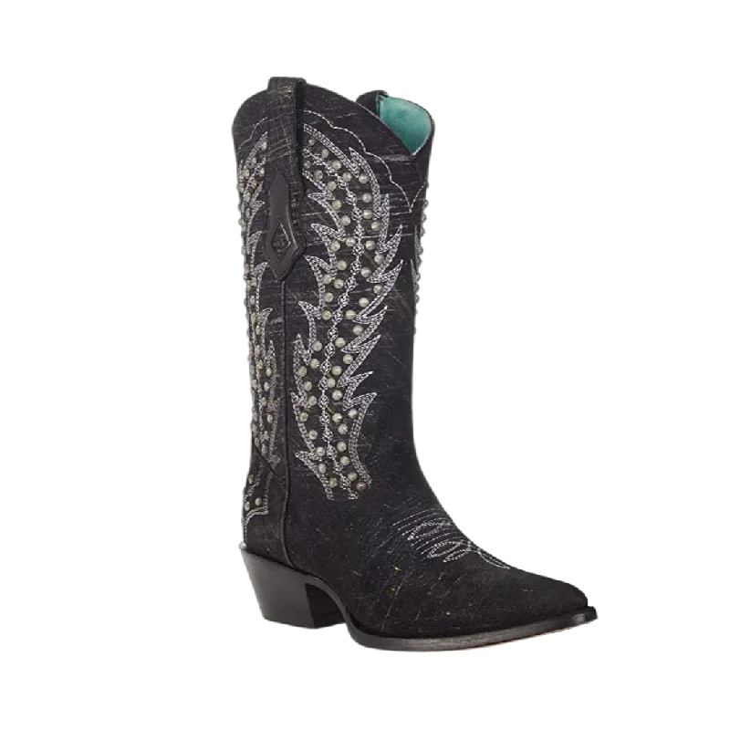 women's cowboy boots with elastic sidesCorral Women's Black Studded White Embroidery Boots women's cowboy boots with elastic sidesCorral Women's Black Studded White Embroidery Boots