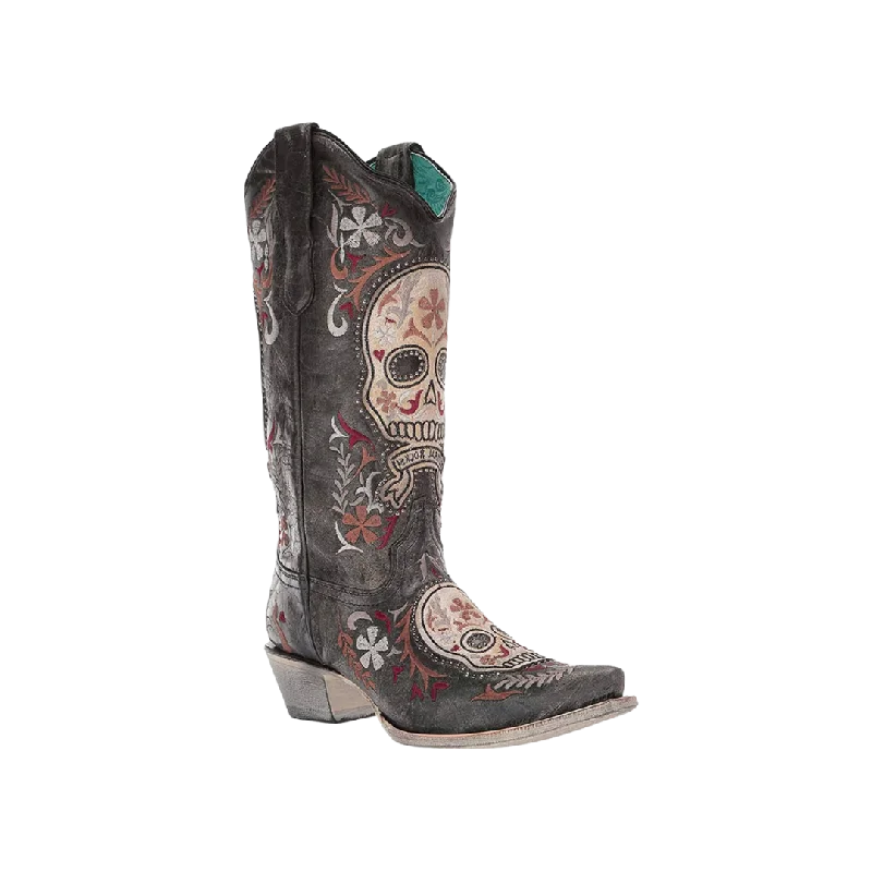 women's cowboy boots with square toeCorral Boots Women's Black and White Sugar Skull Embroidered Boots women's cowboy boots with square toeCorral Boots Women's Black and White Sugar Skull Embroidered Boots