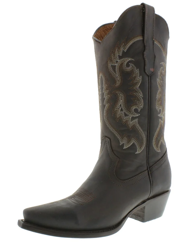 women's cowboy boots for festivalsWomens 590 Brown Solid Leather Cowboy Boots - Snip Toe women's cowboy boots for festivalsWomens 590 Brown Solid Leather Cowboy Boots - Snip Toe