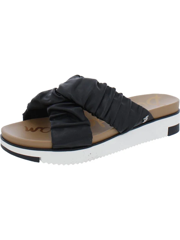 Slip - on women's espadrilles for easy wearAliana Womens Leather Wedge Slide Sandals Slip - on women's espadrilles for easy wearAliana Womens Leather Wedge Slide Sandals
