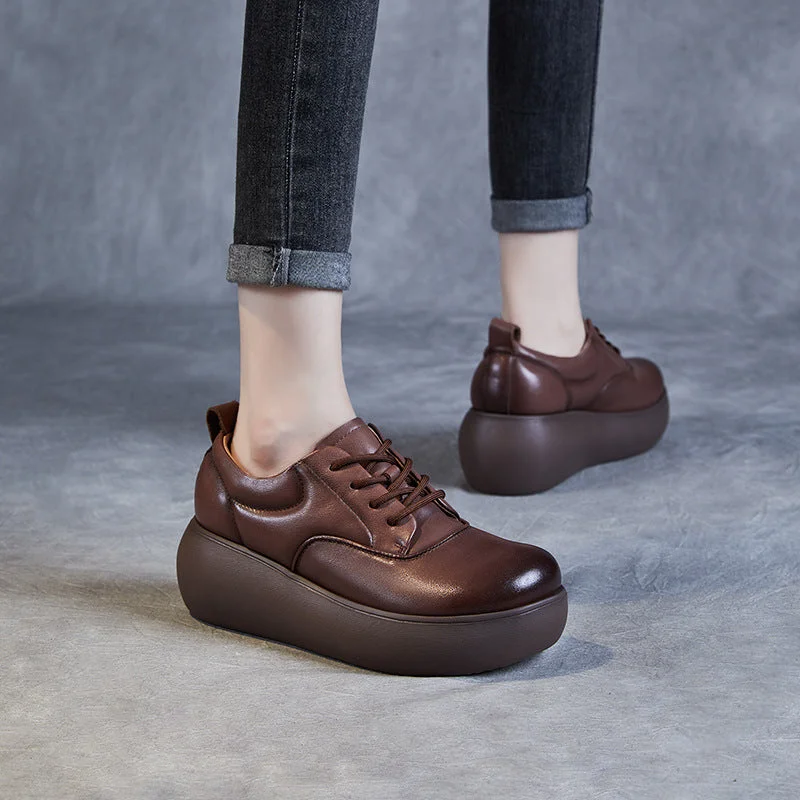 Women's casual shoes with memory foam insoles for extra comfortWomen Retro Minimalist Leather Comfort Platform Casual Shoes Women's casual shoes with memory foam insoles for extra comfortWomen Retro Minimalist Leather Comfort Platform Casual Shoes