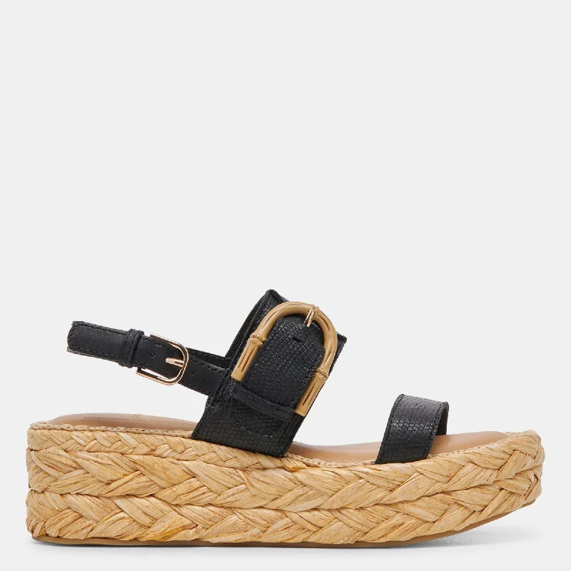 Wedge - heel women's espadrilles with a stylish liftChera Sandals Onyx Embossed Leather Wedge - heel women's espadrilles with a stylish liftChera Sandals Onyx Embossed Leather