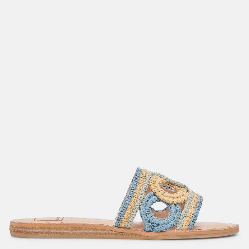 Leather - trimmed women's espadrilles for added eleganceDany Sandals Blue Multi Raffia Leather - trimmed women's espadrilles for added eleganceDany Sandals Blue Multi Raffia