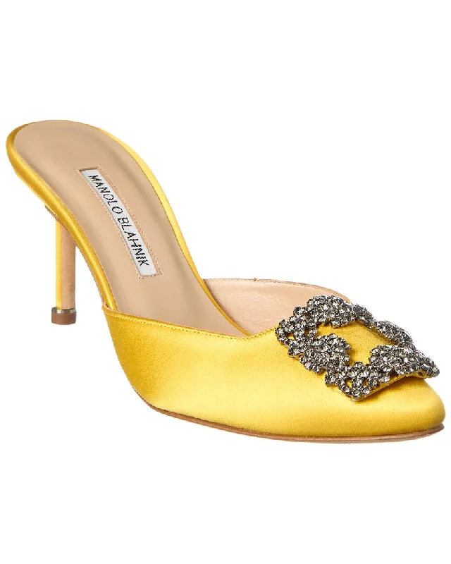 Women's Tassel - Trimmed Mules in Beige for a Laid - Back and Bohemian LookManolo Blahnik Hangisi 70 Satin Mule Women's Tassel - Trimmed Mules in Beige for a Laid - Back and Bohemian LookManolo Blahnik Hangisi 70 Satin Mule