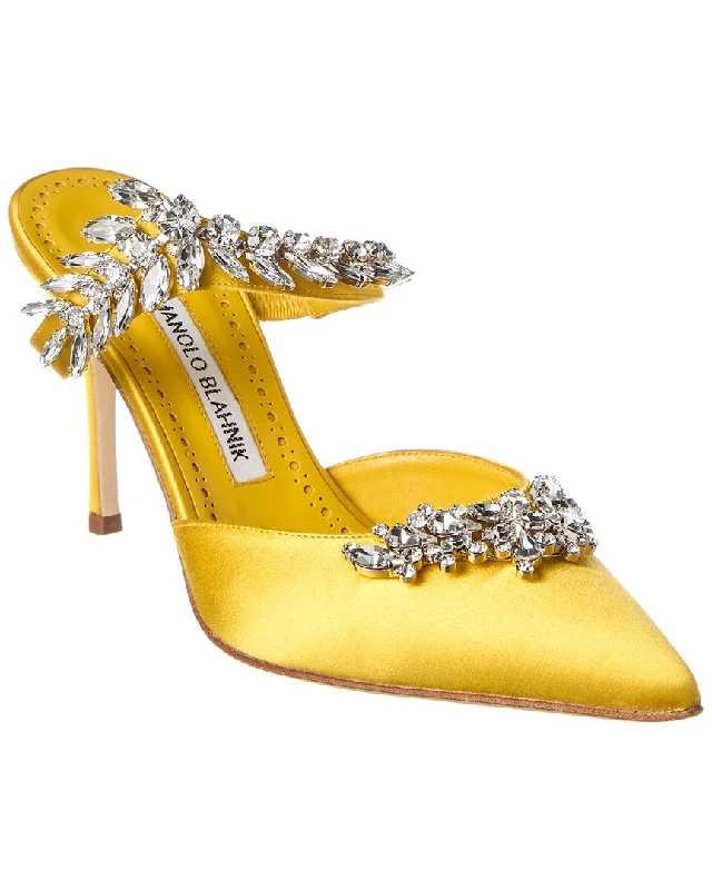 Women's Cork - Soled Mules in Beige for a Natural and Eco - Friendly OptionManolo Blahnik Lurum 90 Satin Mule Women's Cork - Soled Mules in Beige for a Natural and Eco - Friendly OptionManolo Blahnik Lurum 90 Satin Mule