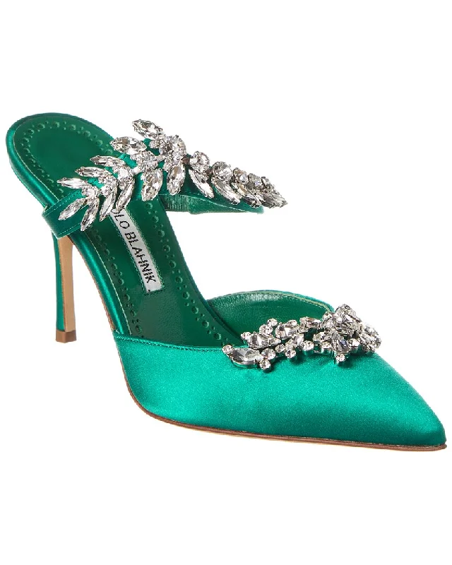 Plus Size Women's Square Toe Mules in Olive Green for a Modern and Trendy AppearanceManolo Blahnik Lurum 90 Satin Mule Plus Size Women's Square Toe Mules in Olive Green for a Modern and Trendy AppearanceManolo Blahnik Lurum 90 Satin Mule
