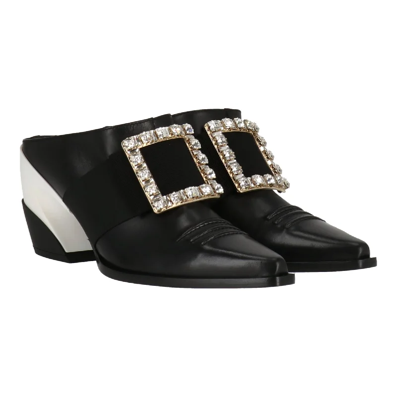 Women's Pointed Toe Satin Mules in Champagne for a Glamorous Evening EventRoger Vivier Womens Black Mule Women's Pointed Toe Satin Mules in Champagne for a Glamorous Evening EventRoger Vivier Womens Black Mule