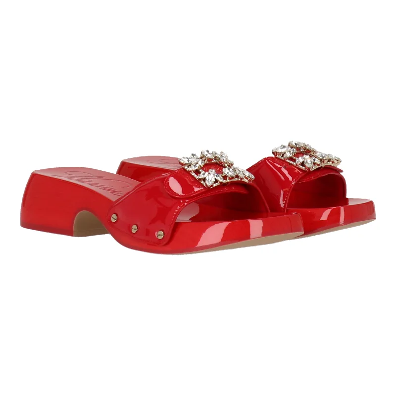 Women's Tassel - Trimmed Mules in Beige for a Laid - Back and Bohemian LookRoger Vivier Womens Red Mule Women's Tassel - Trimmed Mules in Beige for a Laid - Back and Bohemian LookRoger Vivier Womens Red Mule