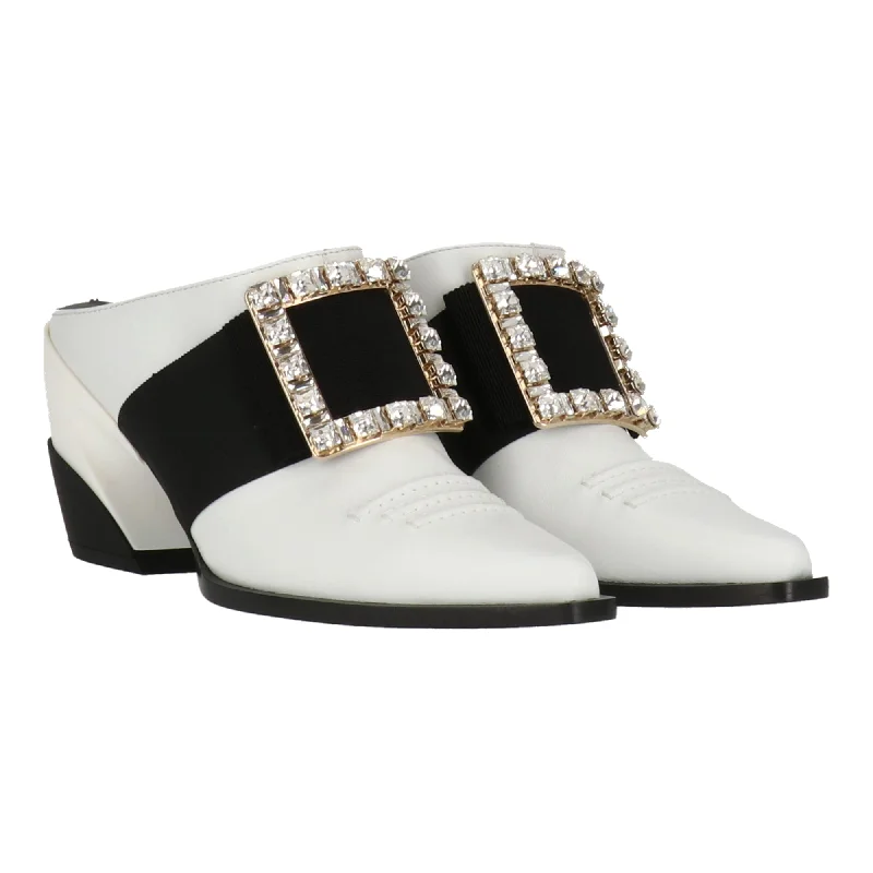 Women's Ankle Strap Mules in Navy Blue with Rhinestone Embellishments for a Sparkly LookRoger Vivier Womens White Mule Women's Ankle Strap Mules in Navy Blue with Rhinestone Embellishments for a Sparkly LookRoger Vivier Womens White Mule